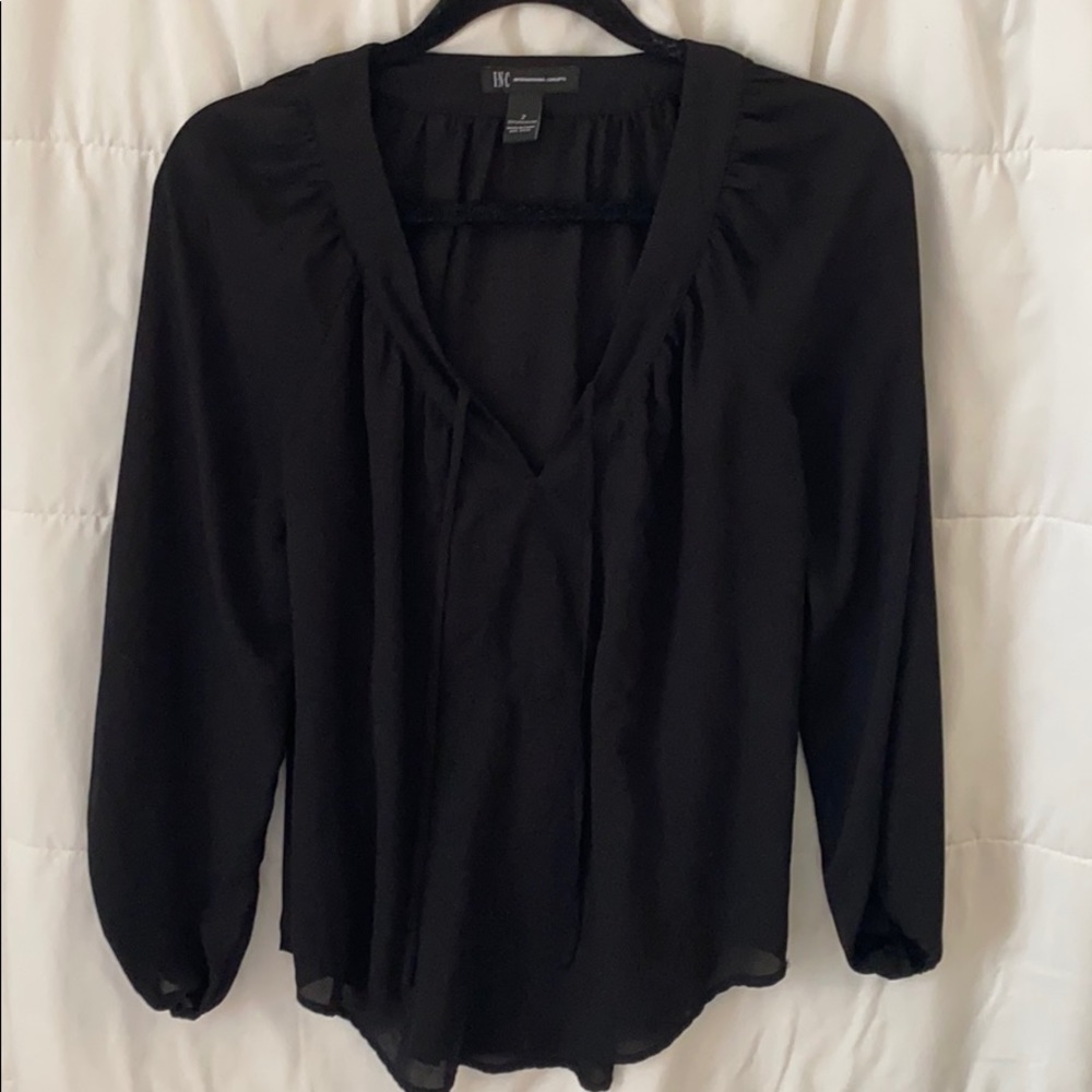 Front tied black blouse